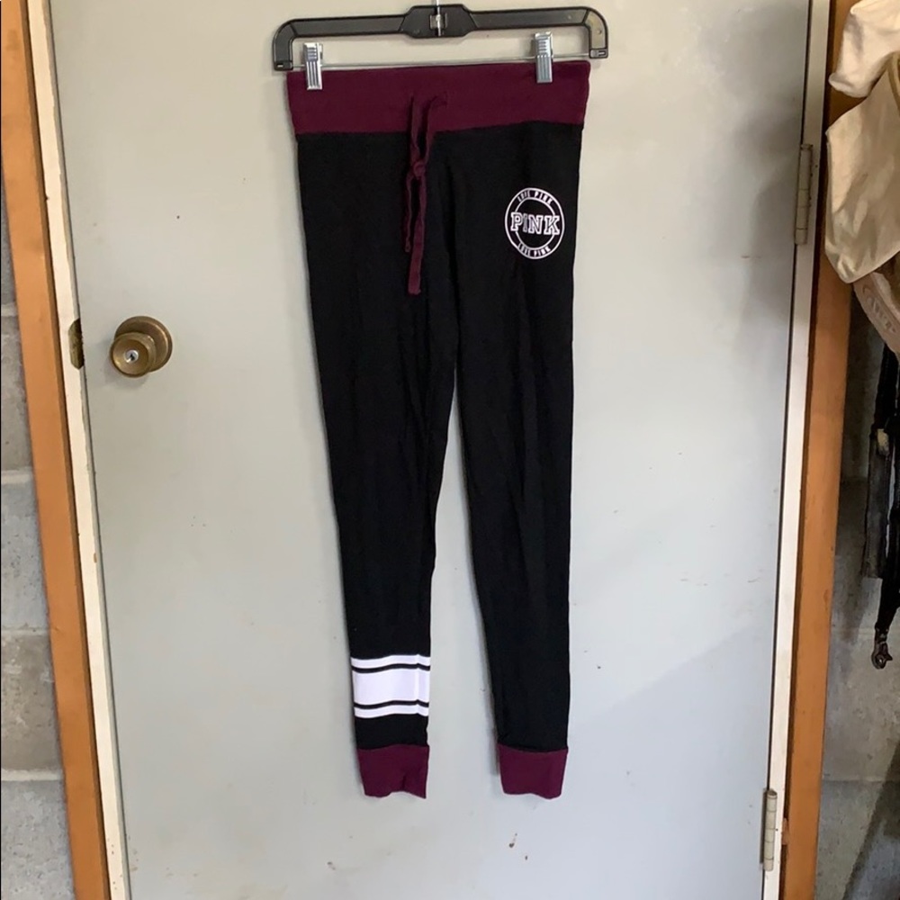 Black and maroon Victoria’s Secret pink leggings